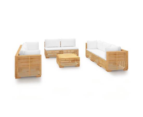 Set mobilier grădină cu perne, 9 piese, lemn masiv de tec, 2 image