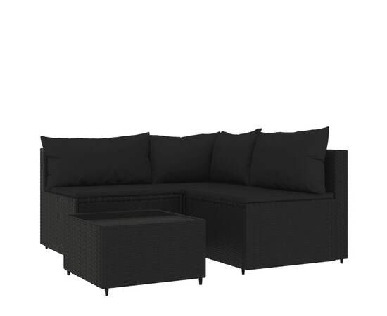 Set mobilier relaxare grădină 4 piese cu perne poliratan negru, 2 image