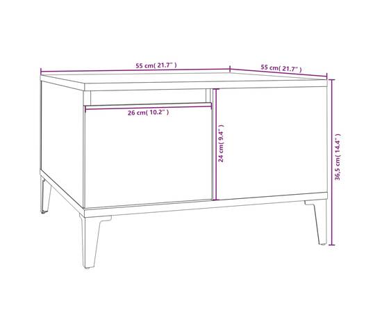 Măsuță de cafea, gri sonoma, 55x55x36,5 cm, lemn prelucrat, 10 image
