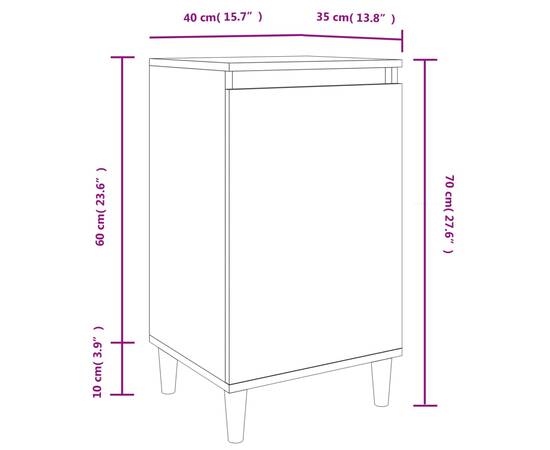 Noptiere, 2 buc, alb, 40x35x70 cm, lemn prelucrat, 10 image