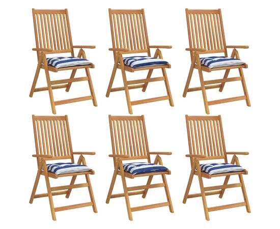 Perne de scaun, 6 buc., albastru&alb, 50x50x7cm, textil, dungi, 3 image