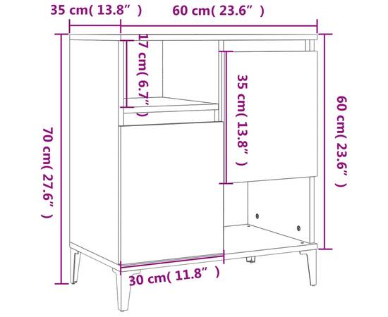 Servante, 2 buc, gri beton, 60x35x70 cm, lemn prelucrat, 9 image