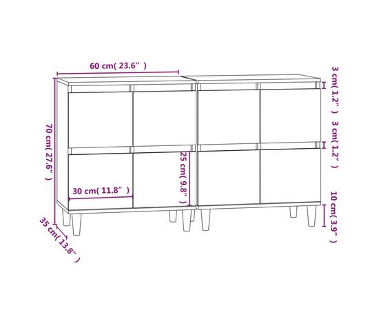 Servante, 2 buc, negru, 60x35x70 cm, lemn prelucrat, 11 image