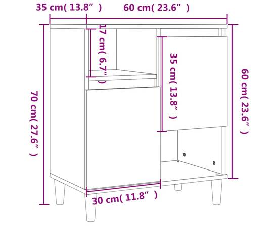 Servante, 3 buc, gri beton, 60x35x70 cm, lemn prelucrat, 9 image