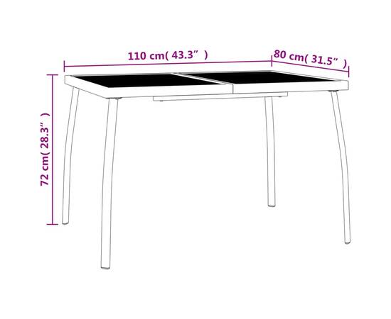 Set de masă grădină, 3 piese, antracit, oțel, 10 image