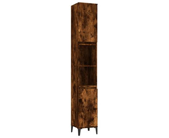 Set dulapuri de baie, 3 piese, stejar afumat, lemn prelucrat, 6 image
