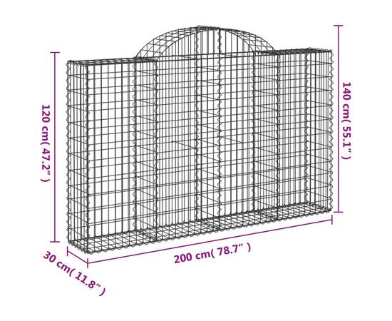 Coșuri gabion arcuite 12 buc, 200x30x120/140cm, fier galvanizat, 6 image