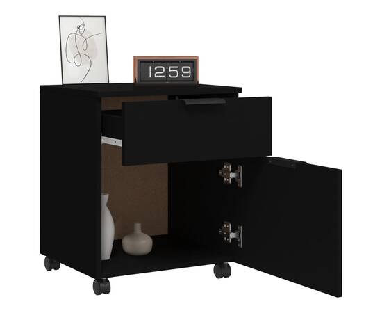 Dulap dosare cu roți, negru, 45x38x54 cm, lemn prelucrat, 4 image
