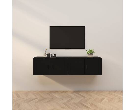 Dulapuri tv montate pe perete, 2 buc., negru, 80x34,5x40 cm