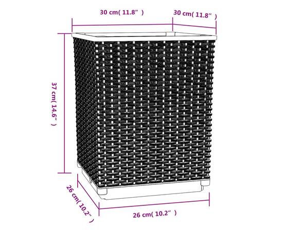 Jardiniere, 2 buc., negru, 30x30x37 cm, polipropilenă, 8 image
