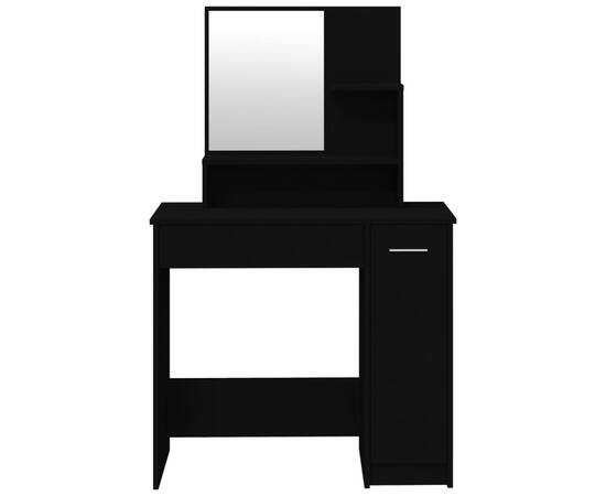 Masă de toaletă cu oglindă, negru, 86,5x35x136 cm, 6 image