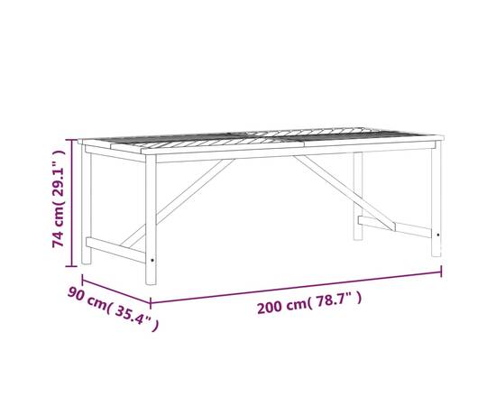 Masa de sufragerie grădină 200x90x74 cm, lemn masiv de acacia, 7 image