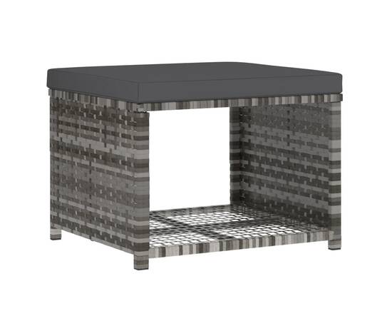 Set mobilier de grădină cu perne, 4 piese, gri, poliratan, 7 image