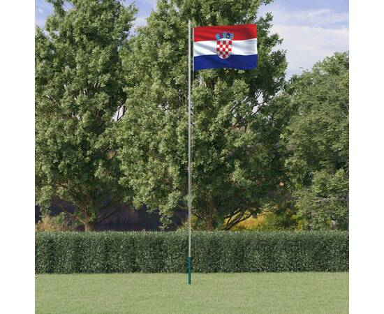 Steag croația și stâlp din aluminiu, 6,23 m