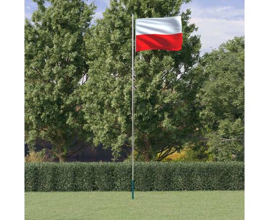 Steag polonia și stâlp din aluminiu, 6,23 m