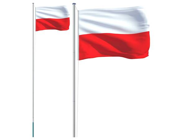 Steag polonia și stâlp din aluminiu, 6,23 m, 2 image