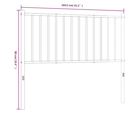 Tăblie de pat metalică, negru, 104,5x3x90 cm, 7 image