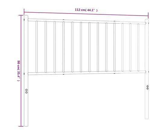 Tăblie de pat metalică, negru, 112x3x90 cm, 7 image