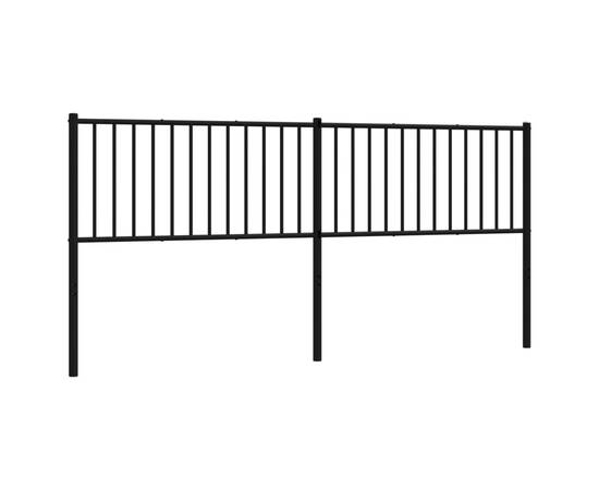 Tăblie de pat metalică, negru, 198x3x90 cm, 2 image