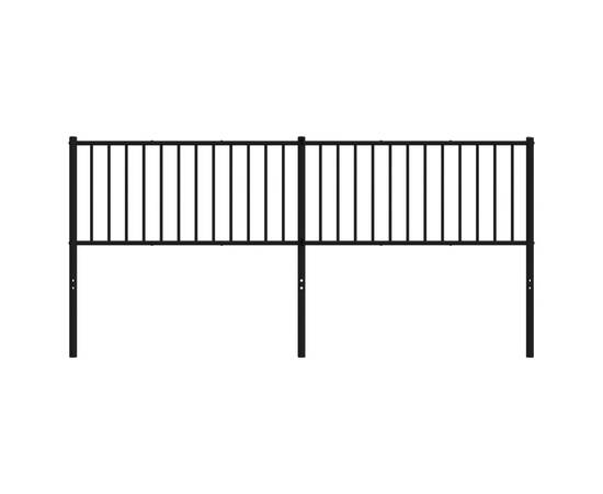 Tăblie de pat metalică, negru, 198x3x90 cm, 3 image
