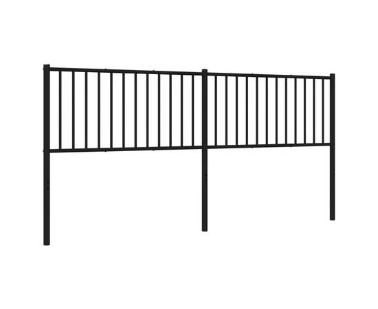 Tăblie de pat metalică, negru, 198x3x90 cm, 5 image