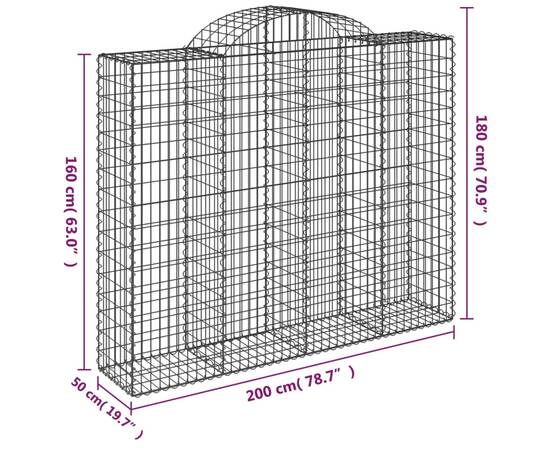 Coș gabion arcuit, 200x50x160/180 cm, fier galvanizat, 5 image