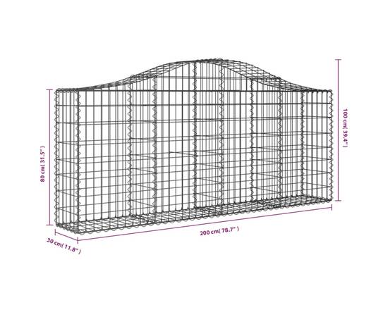 Coș gabion arcuit 200x30x80/100 cm fier galvanizat, 5 image