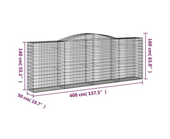 Coșuri gabion arcuite 10 buc, 400x50x140/160cm, fier galvanizat, 6 image