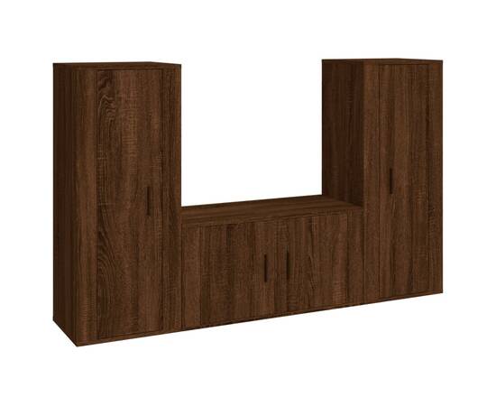 Set dulap tv, 3 piese, stejar maro, lemn prelucrat, 2 image