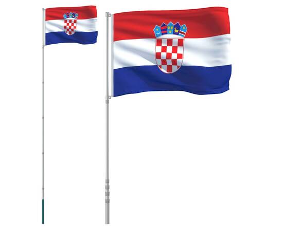 Steag croația și stâlp din aluminiu, 5,55 m, 2 image