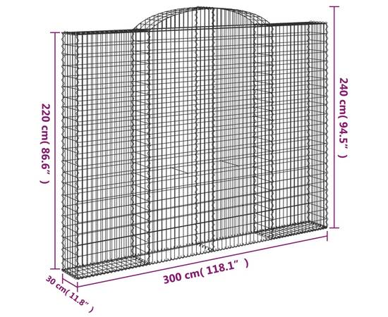 Coș gabion arcuit, 300x30x220/240, fier galvanizat, 5 image