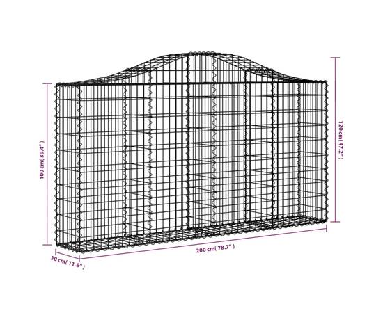 Coș gabion arcuit 200x30x100/120 cm fier galvanizat, 5 image