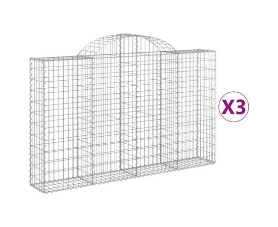 Coșuri gabion arcuite 3 buc, 200x30x120/140 cm, fier galvanizat, 2 image