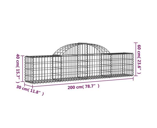 Coșuri gabion arcuite 6 buc, 200x30x40/60 cm, fier galvanizat, 6 image