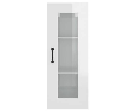 Dulap de perete suspendat, alb extralucios, 34,5x34x90 cm, 7 image