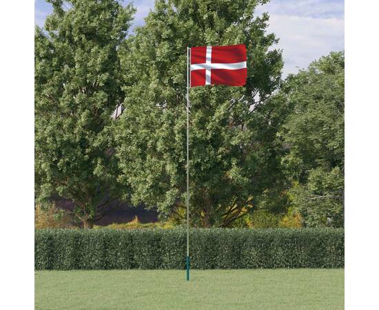 Steag danemarca și stâlp din aluminiu, 5,55 m
