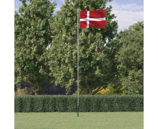 Steag danemarca și stâlp din aluminiu, 6,23 m