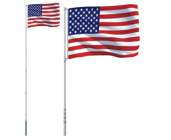 Steag sua și stâlp din aluminiu, 5,55 m, 2 image