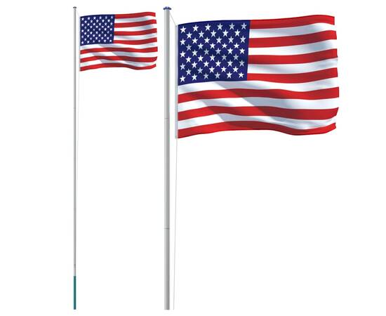 Steag sua și stâlp din aluminiu, 6,23 m, 2 image