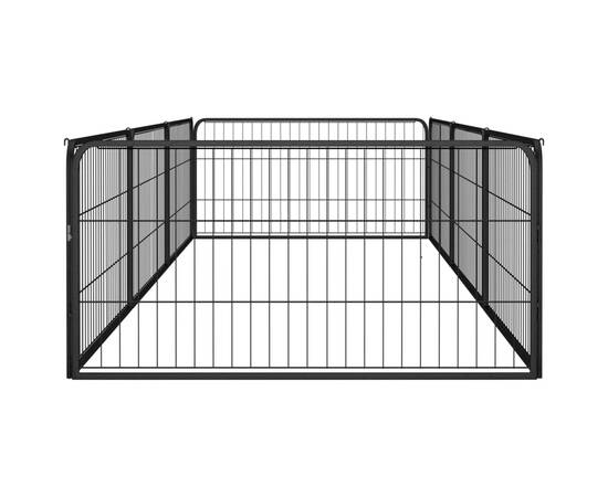 Țarc câini 8 panouri negru 100x50 cm, oțel vopsit electrostatic, 4 image