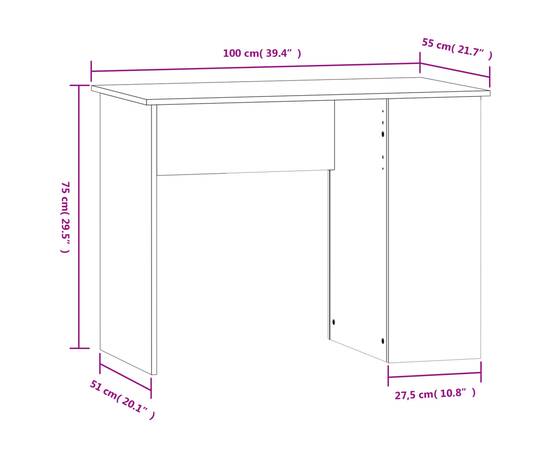 Birou, alb extralucios, 100x55x75 cm, lemn prelucrat, 8 image