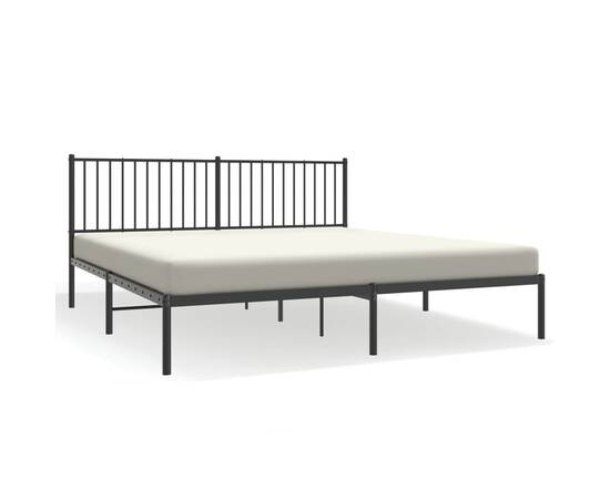 Cadru de pat metalic cu tăblie, negru, 180x200 cm, 2 image