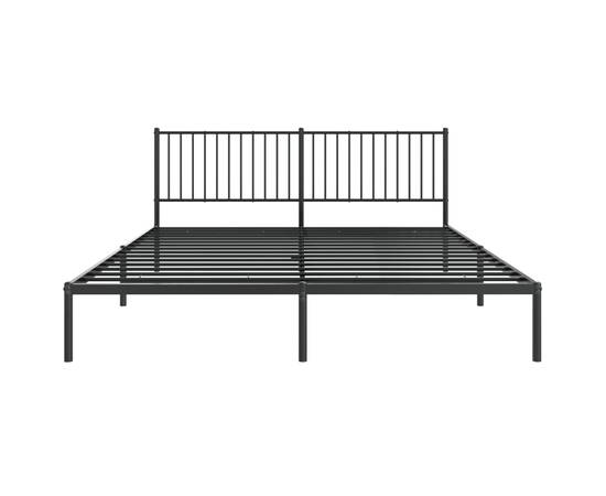 Cadru de pat metalic cu tăblie, negru, 183x213 cm, 5 image