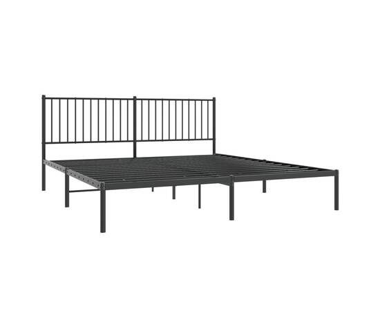 Cadru de pat metalic cu tăblie, negru, 183x213 cm, 4 image