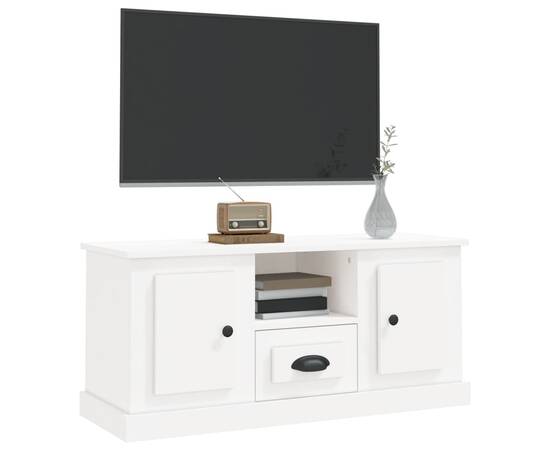 Comodă tv, alb, 100x35,5x45 cm, lemn prelucrat, 4 image