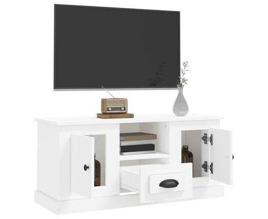 Comodă tv, alb, 100x35,5x45 cm, lemn prelucrat, 5 image
