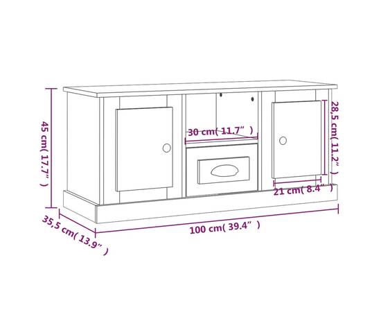 Comodă tv, stejar fumuriu, 100x35,5x45 cm, lemn prelucrat, 10 image