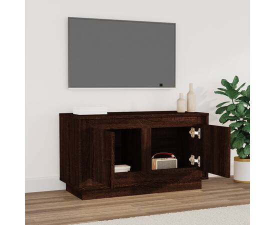 Comodă tv, stejar maro, 80x35x45 cm, lemn prelucrat, 3 image