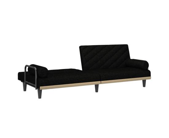 Canapea extensibilă cu cotiere, negru, textil, 7 image