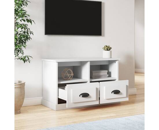 Comodă tv, alb, 80x35x50 cm, lemn prelucrat, 3 image
